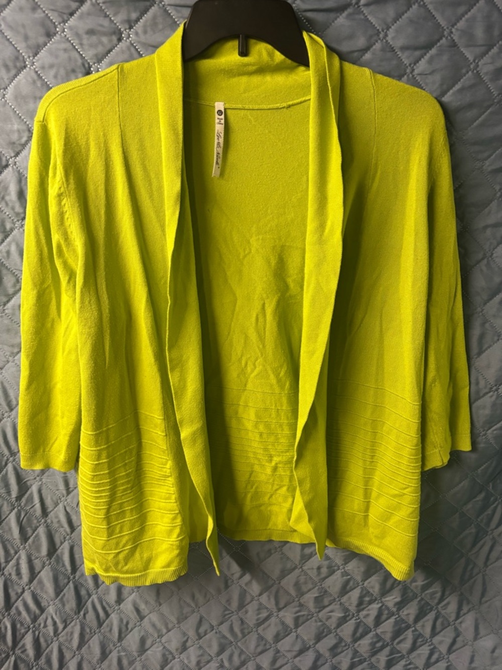 Leo & Nicole Neon Yellow Open-Front Lightweight Cardigan